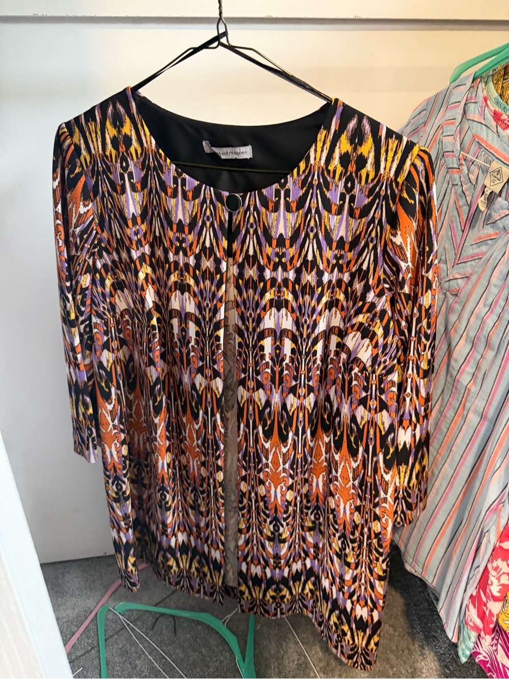 Danny and Nicole Women’s Long Sleeve Formal Dress Blouse Top black Multi Size 14